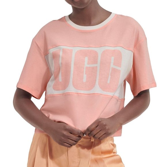 UGG Jordene Colorblocked Logo T-Shirt :Pink Opal Large - Picture 1 of 12
